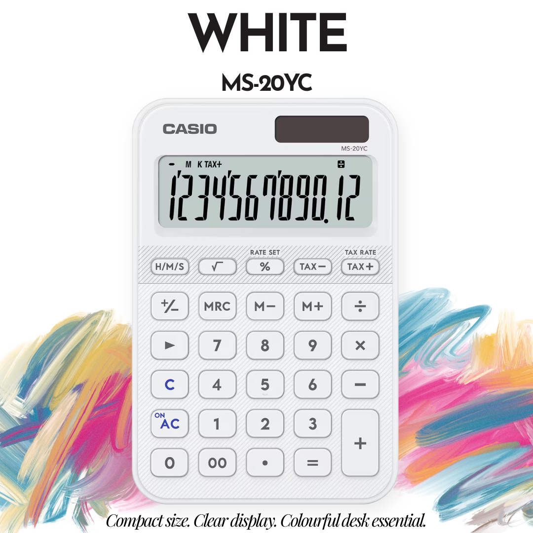 [SG] CASIO MS-20YC 12-Digit Mini Desk Calculator NEW Color Series [Evergreen Stationery]