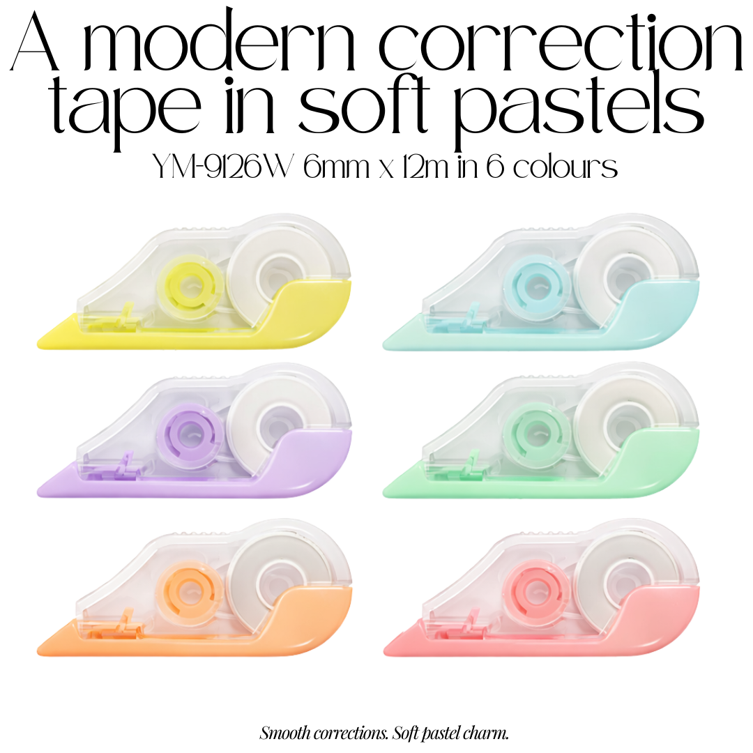 [SG] Yamayo Pastel Correction Tape Set 6pcs, 6mm x 12m | Stationery Essential [Evergreen Stationery]