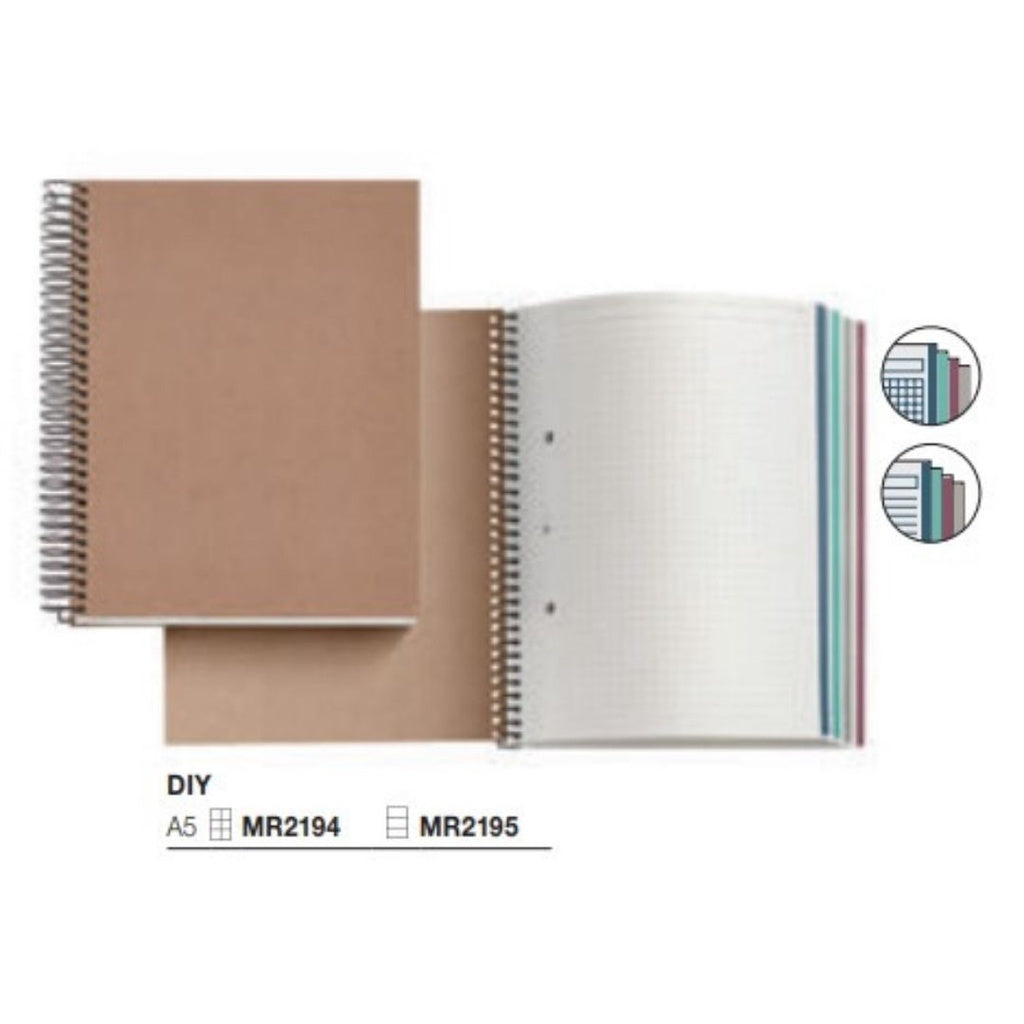 [SG] ECO MIQUELRIUS 2194 DIY Notebook A5 (SQUARED & LINED, 120GSM, 120 sheets) [Evergreen Stationery]