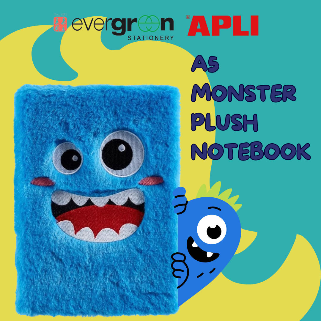 [SG] Apli Miquelrius A5 Blue Furry Monster Plush Lined Notebook [Evergreen Stationery]