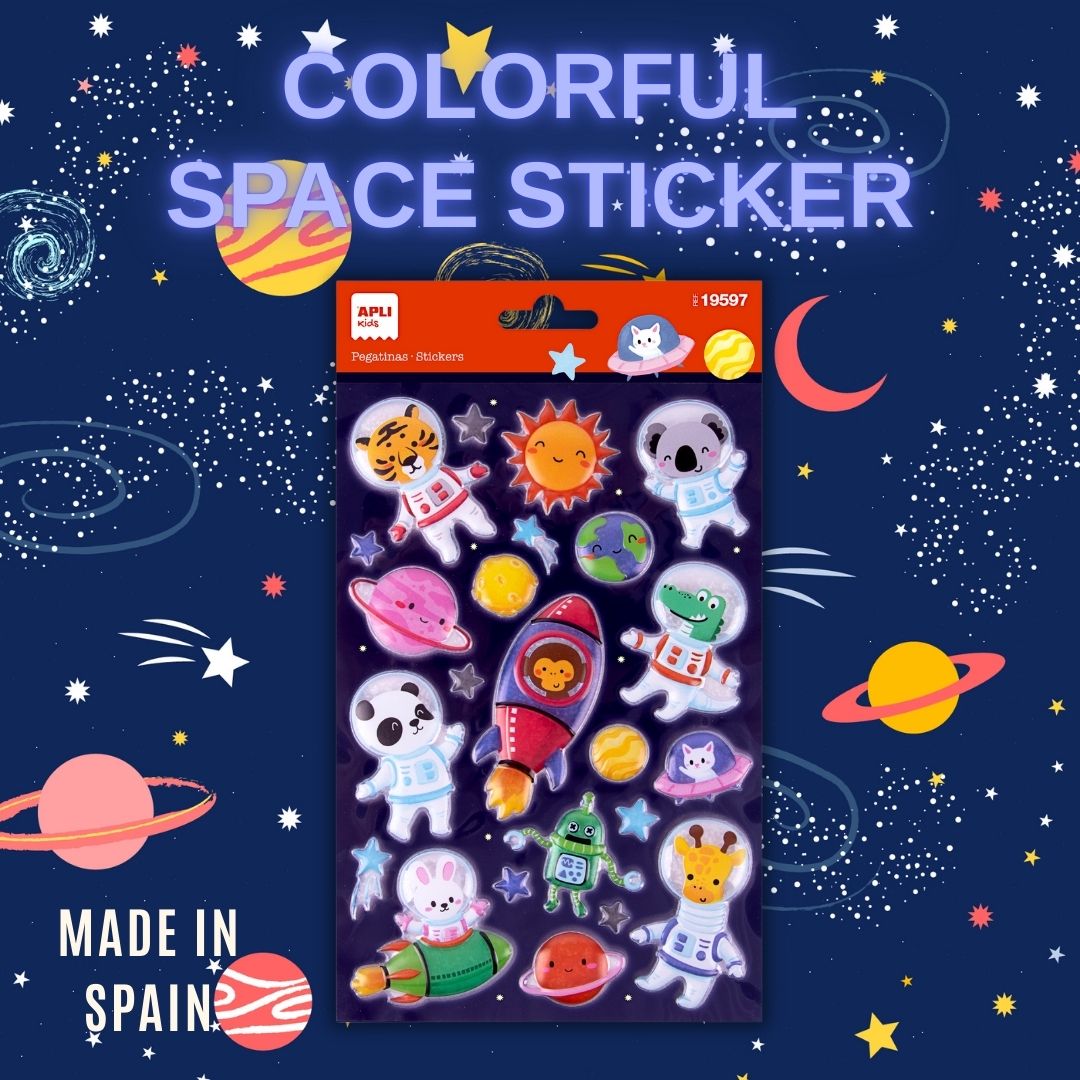 [SG] APLI Colorful Space Animals/Star Design Stickers [Evergreen Stationary]
