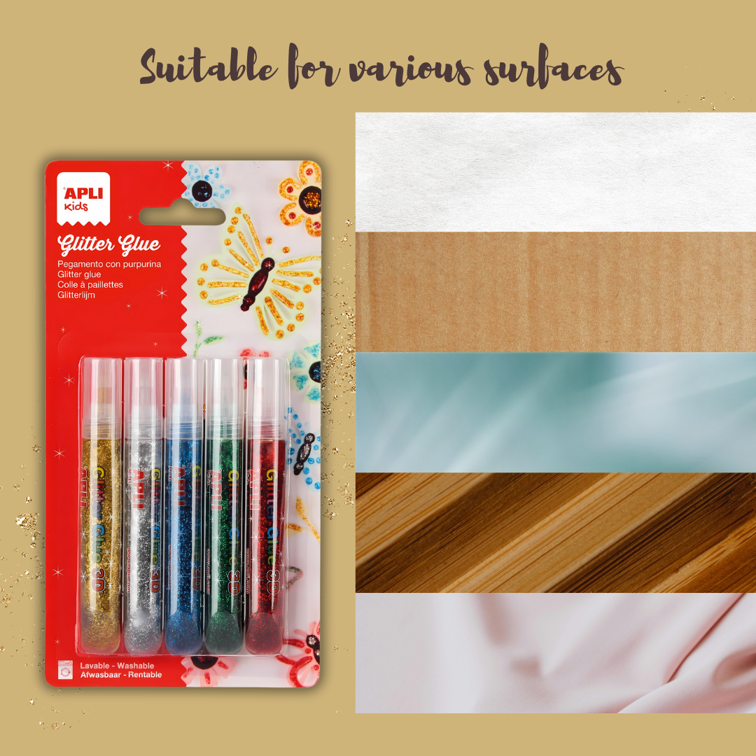 [SG] APLI Metallic Glitter Glue (13g x 5 tubes) [Evergreen Stationery]
