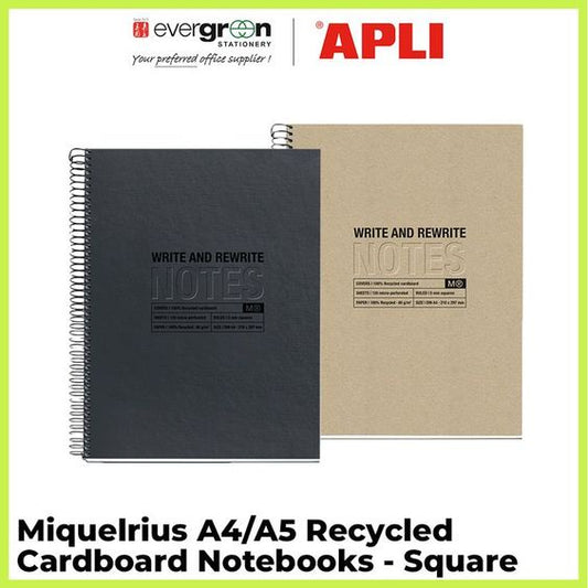 Miquelrius ECO BASICS SERIES Recycled Cardboard/Polypropylene A4/A5 Sqaured Notebooks