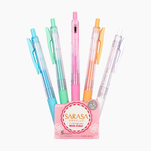 [SG] [Limited Edition] Zebra Sarasa Push Clip Gel Pen Milk 0.5mm | 5 Col Set [Evergreen Stationery]