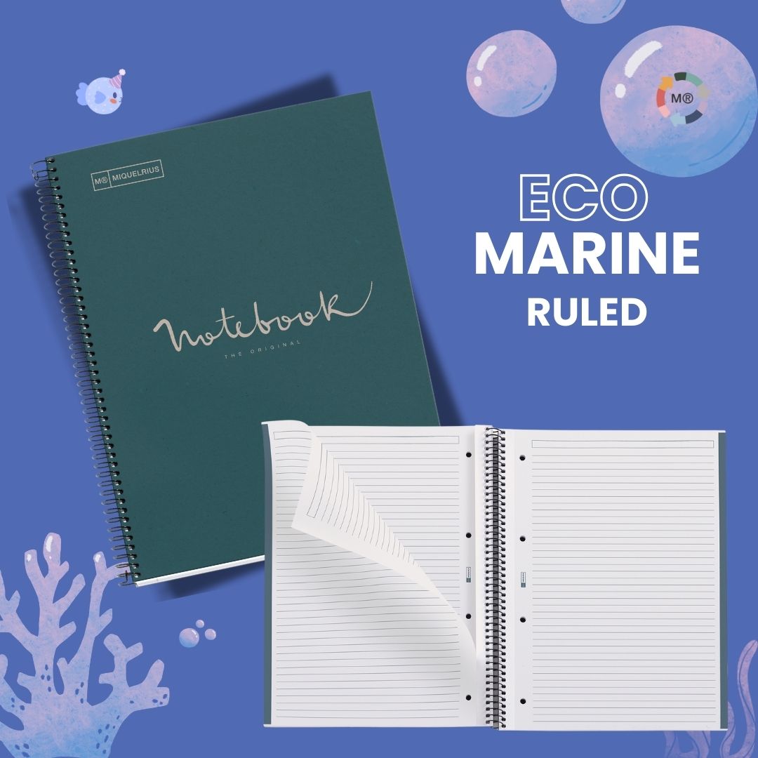 [SG] APLI MIQUELRIUS A4 Squared/Ruled Recycled Notebook | 160 pages | 80 gsm [Evergreen Stationery]
