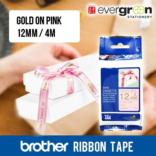 Genuine Brother TZe-RW34/R234 Ribbon Tape Cassette – Gold on Wine Red/white