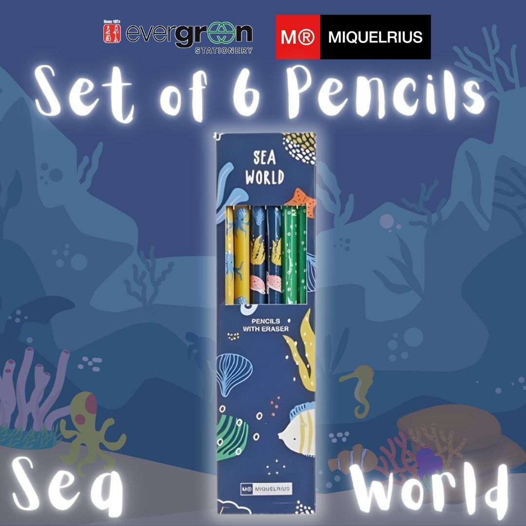 [SG] APLI Set of 6 Pencils – Sea World [Evergreen Stationery]