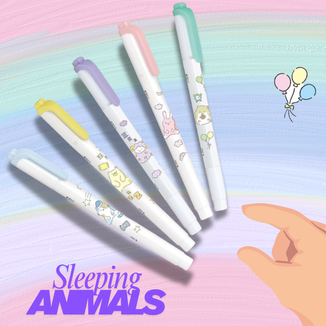 [SG] Zebra Mildliner Highlighter– Sleeping Animals 3-Color Set (Limited Edition) [Evergreen Stationery]