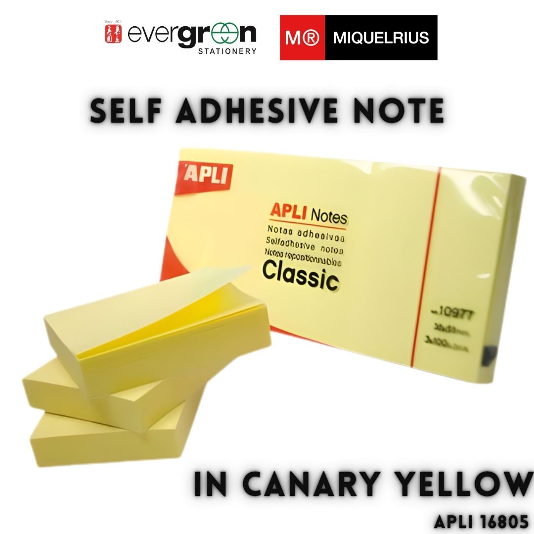 [SG] APLI Self-Adhesive Notes 1 1/2" x 2" – Canary Yellow (3 Pads, FSC® Certified) [Evergreen Stationery]