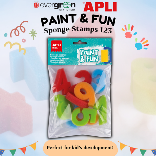 [SG] APLI Kids Paint & Fun Sponge Stamps 123 – Pack of 10 (Numbers 0–9) [Evergreen Stationery]