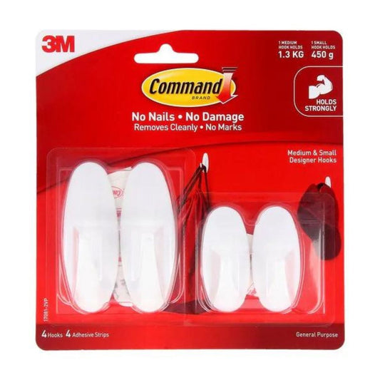 [SG] 3M Command™ Medium and Small Designer Hooks 17081-2VP [Evergreen Stationery]