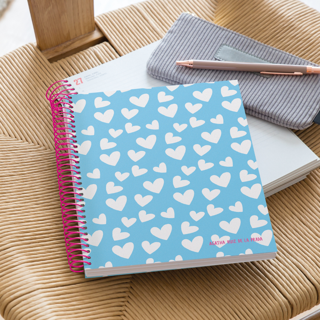 [SG] APLI MIQUELRIUS A5 Heart-Themed | 120 Sheets | 70gsm | 7mm Ruled Notebook with 4 Color Sections [Evergreen Stationery]