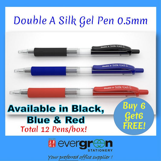 [SG] Double A Silk Gel Pen (0.5mm/0.7mm) (12 Pcs/Box) [Evergreen Stationery]
