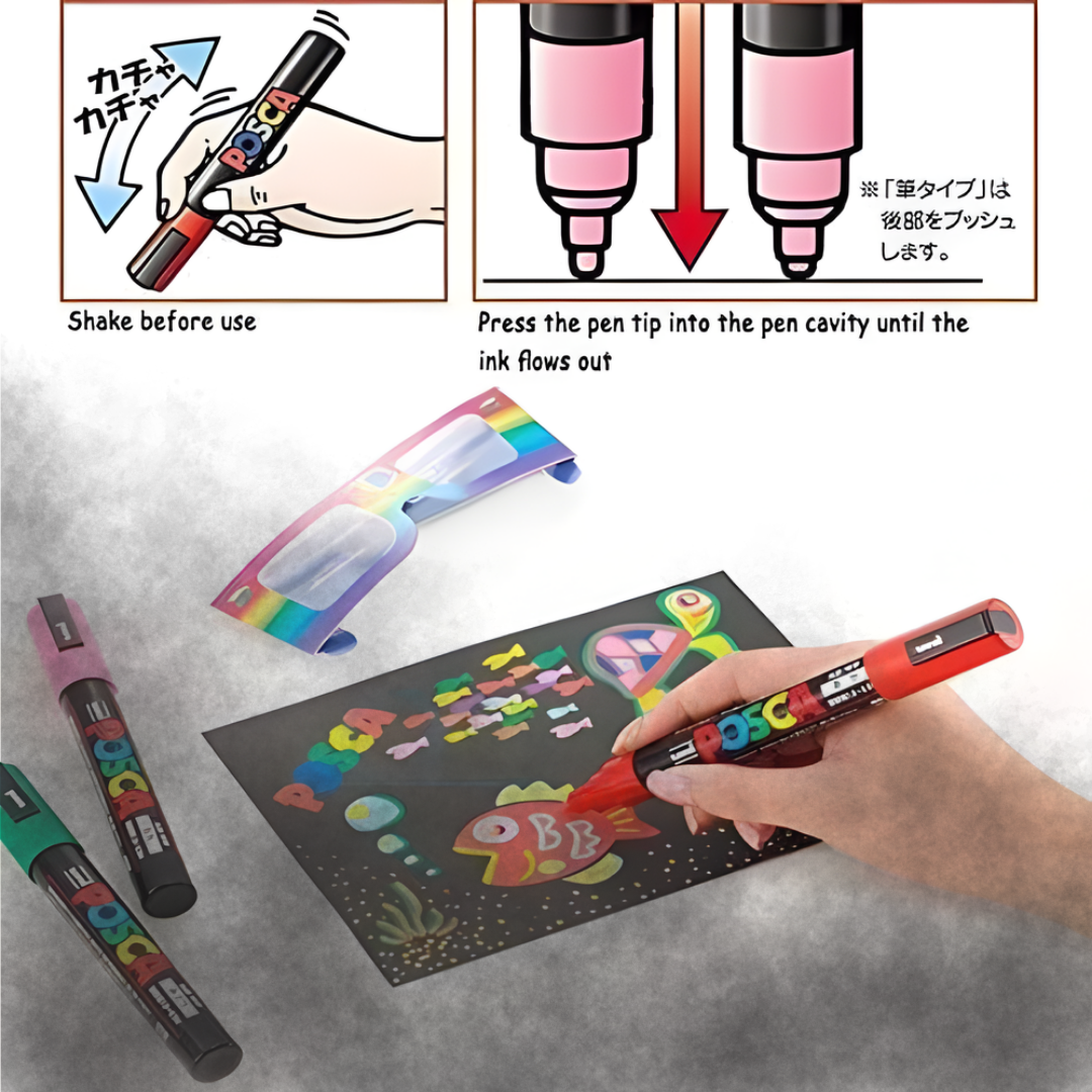 [SG] Uni Posca Dark Color Markers 8 Pcs | Water-Based [Evergreen Stationery]