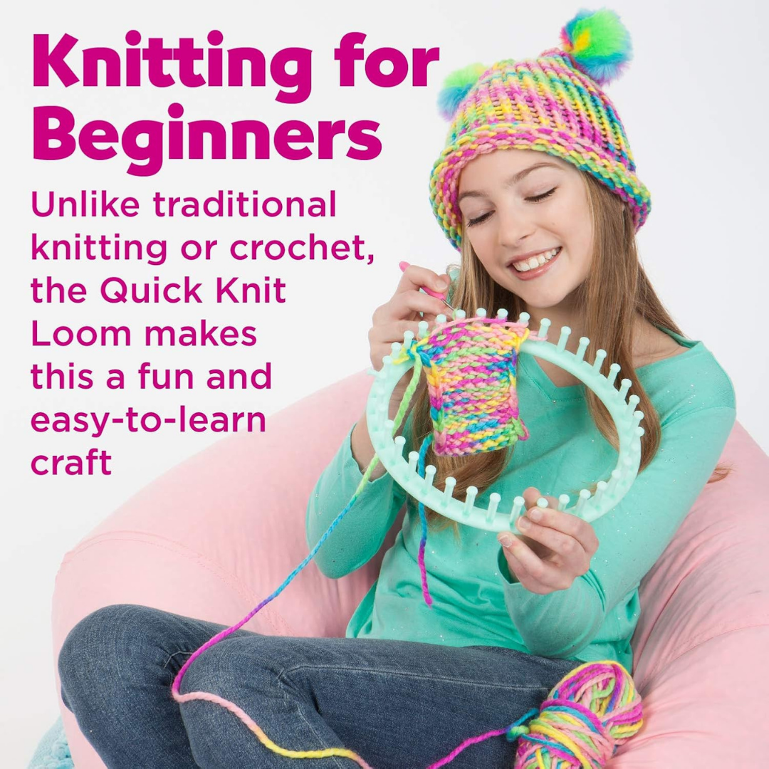 Faber Castell Quick Knit Loom | Ages 7+ | Knitting for Beginners| Illustrated step-by-step instructions | Chunky rainbow |