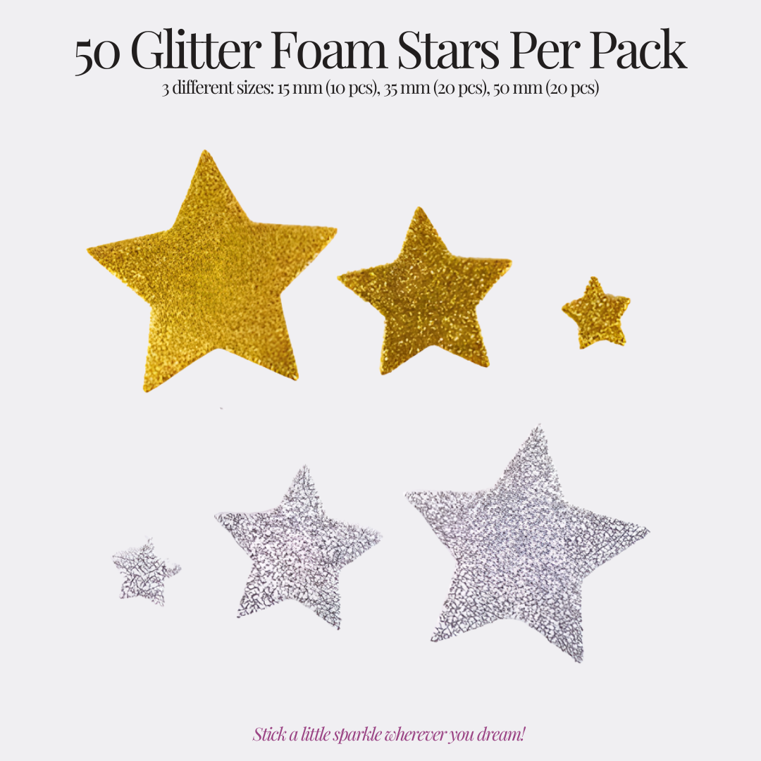 [SG] APLI Self-Adhesive EVA Foam Stars – Gold & Silver [Evergreen Stationery]