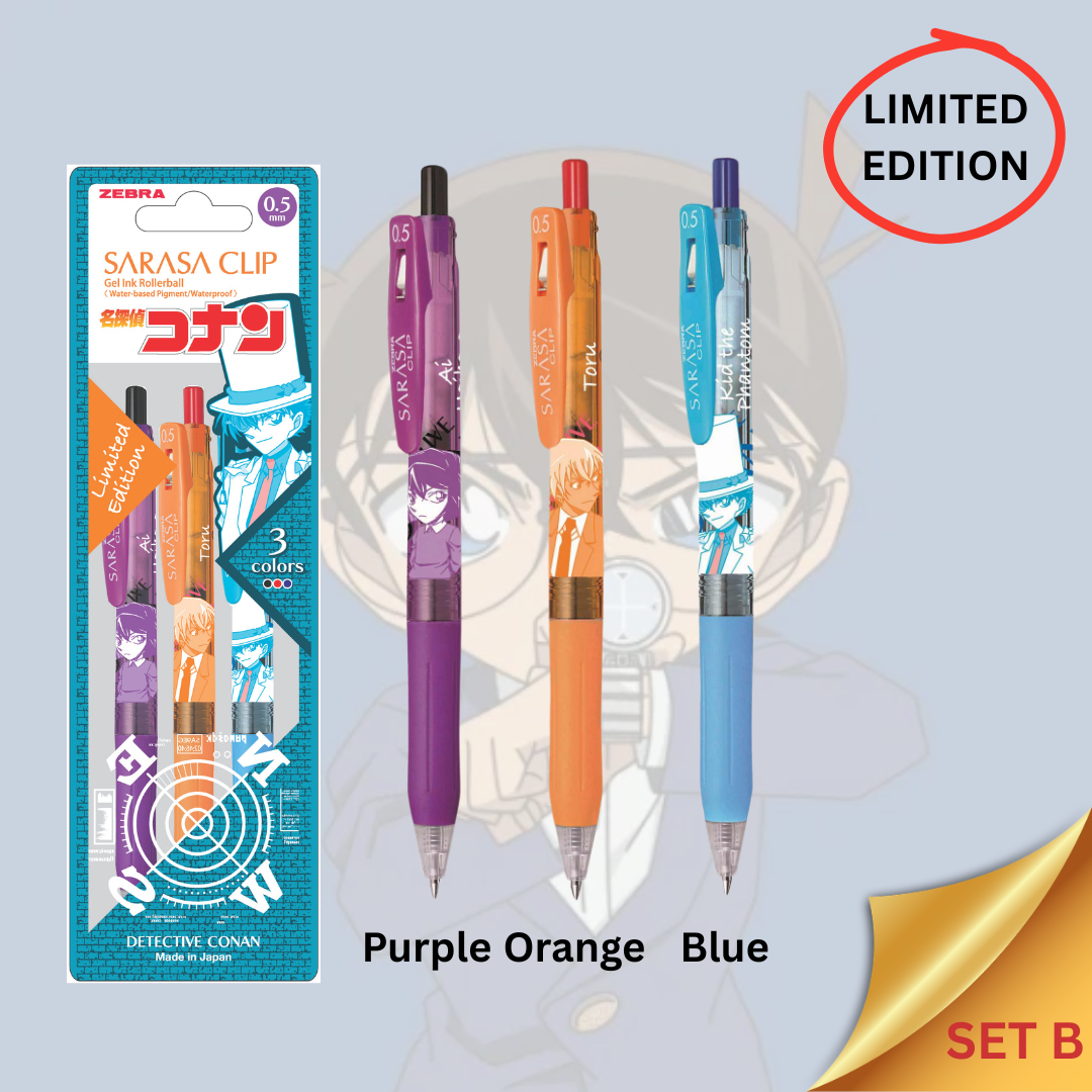 Zebra Sarasa Clip Detective Conan Limited Edition 0.5mm Gel-Pen | Set Of 3 | Anime Lovers