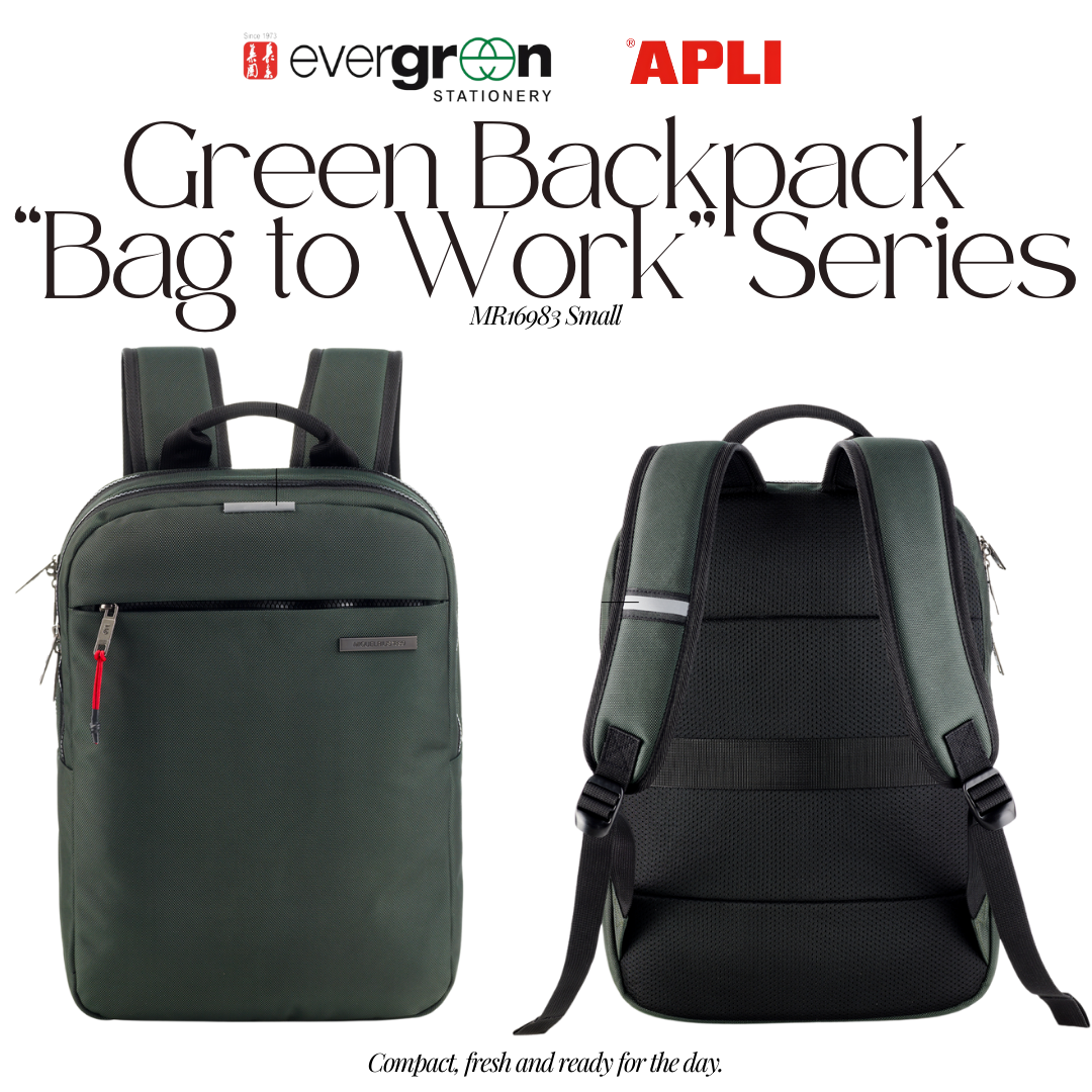 [SG] APLI Small Backpack – Green “Bag to Work” Series | Compact & Lightweight [Evergreen Stationery]