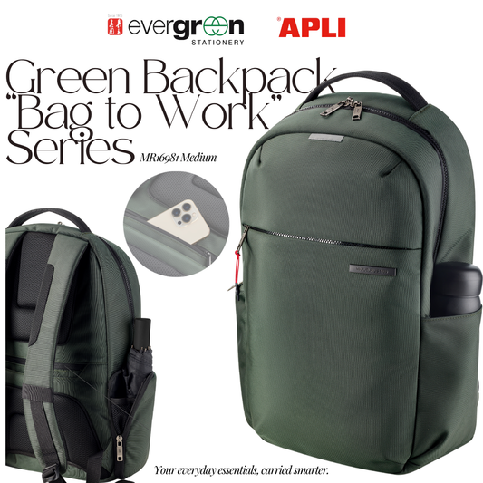 [SG] APLI Medium Backpack–Green “Bag to Work” Series | Lightweight & Stylish [Evergreen Stationery]
