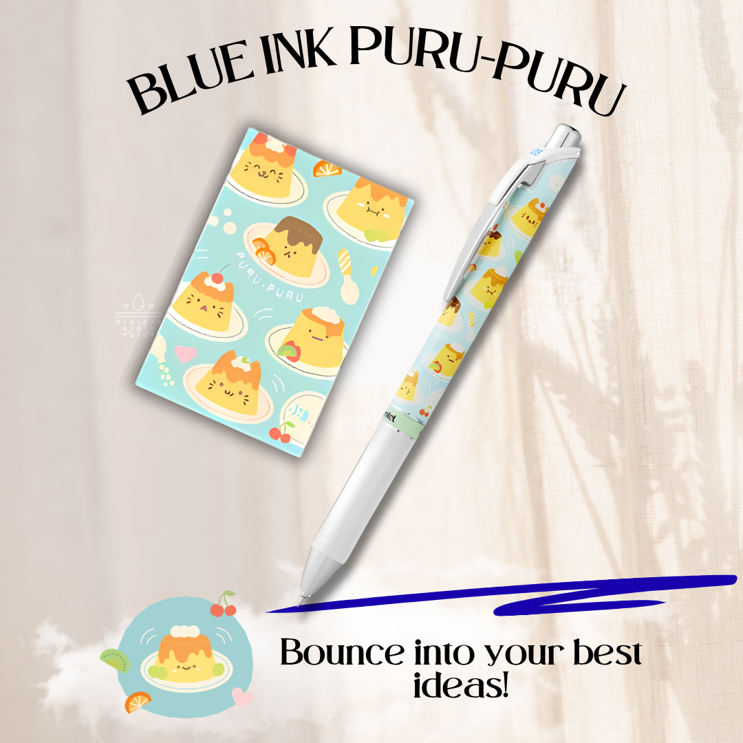 [SG] Pentel EnerGel Gel Pens – Kawaii Japanese Onomatopoeia Series, Blue Ink, Individual [Evergreen Stationery]