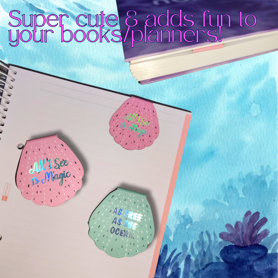 [SG] APLI MIQUELRIUS Seashell Magnetic Bookmarks | Set of 2 [Evergreen Stationery]