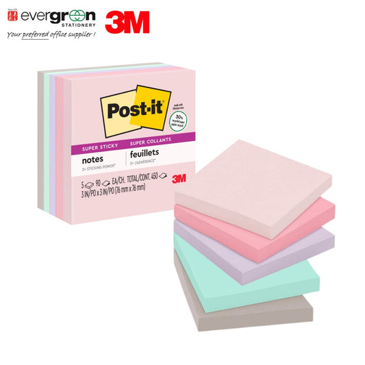 3M Super Sticky Recycled Notes Bali Collection | 3" x 3" | 654-5SSNRP