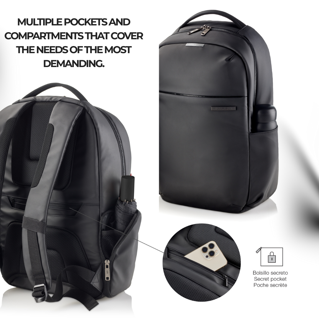 [SG] APLI Black Backpack M – Work & Travel Bag | 22L Capacity | Water-Repellent Finish [Evergreen Stationery]