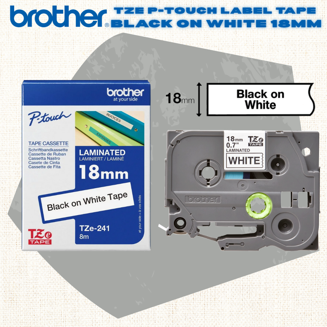 [SG] Brother TZE P-touch Label Tape – Black on White [Evergreen Stationery]