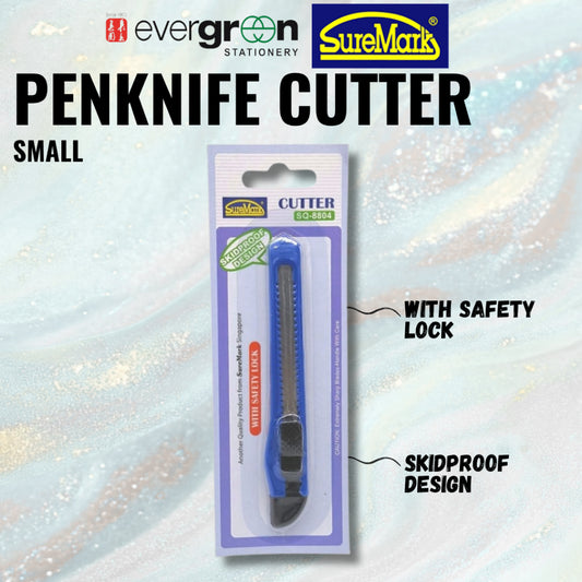 [SG] SureMark Skidproof Design Small Penknife Cutter with Safety Lock [Evergreen Stationery]