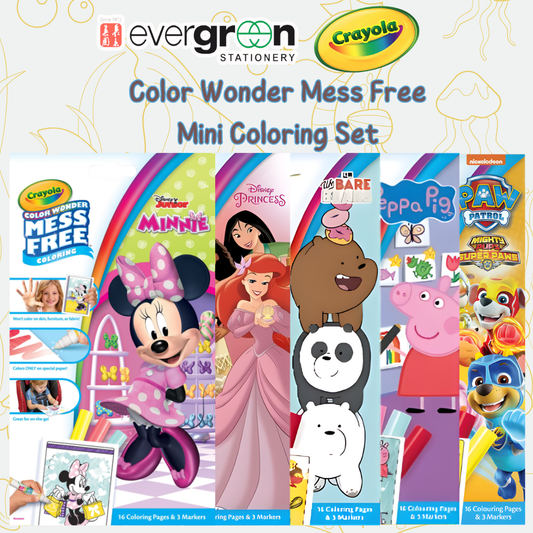 [SG] Crayola Color Wonder Mess Free Mini Coloring Set | 16 Coloring Pages & 3 Markers [Evergreen Stationery]