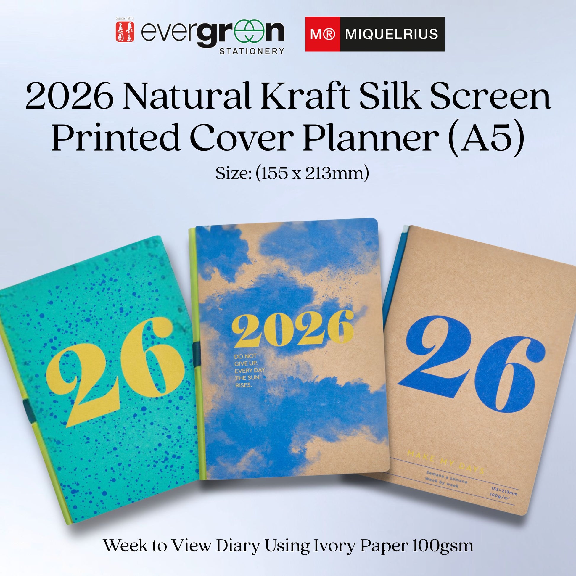 [SG]APLI 2026 A5 Week to View Natural Kraft Silk Screen Printed Cover Diary | Kraft Series [Evergreen Stationery]