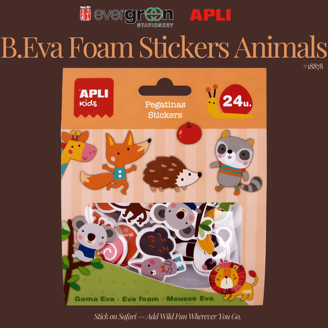 [SG] APLI B.Eva Foam Stickers Animals [Evergreen Stationery]