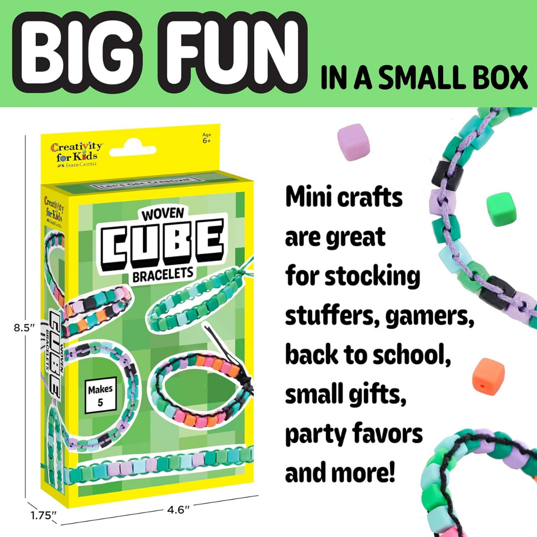Faber Castell Mini Kit Bracelets | Woven Cube/ Beaded Flower | DIY Jewelry Craft Kit | Fun, Mess-Free Travel Activity | Ages 6+