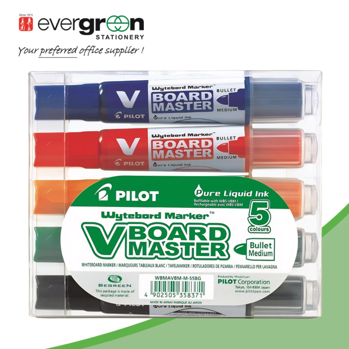 Pilot VBoardMaster Whiteboard Marker Medium Bullet Tip 5pcs Set