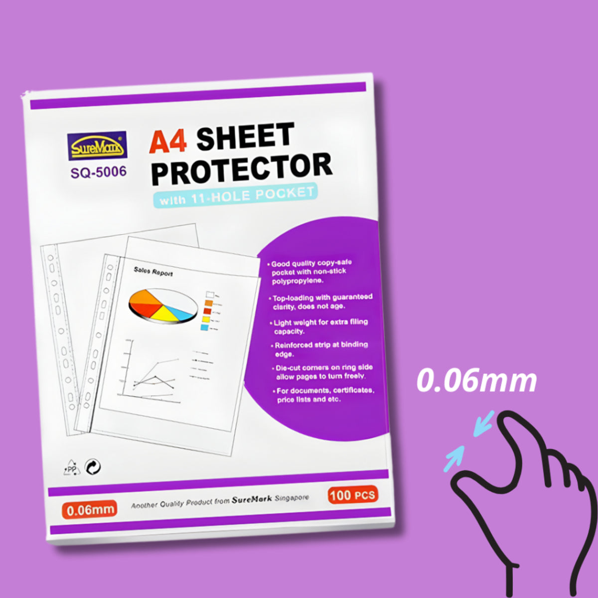 Copy Safe Pocket Sleeve/ sheet protector A4 Suremark 0.06mm/0.1mm