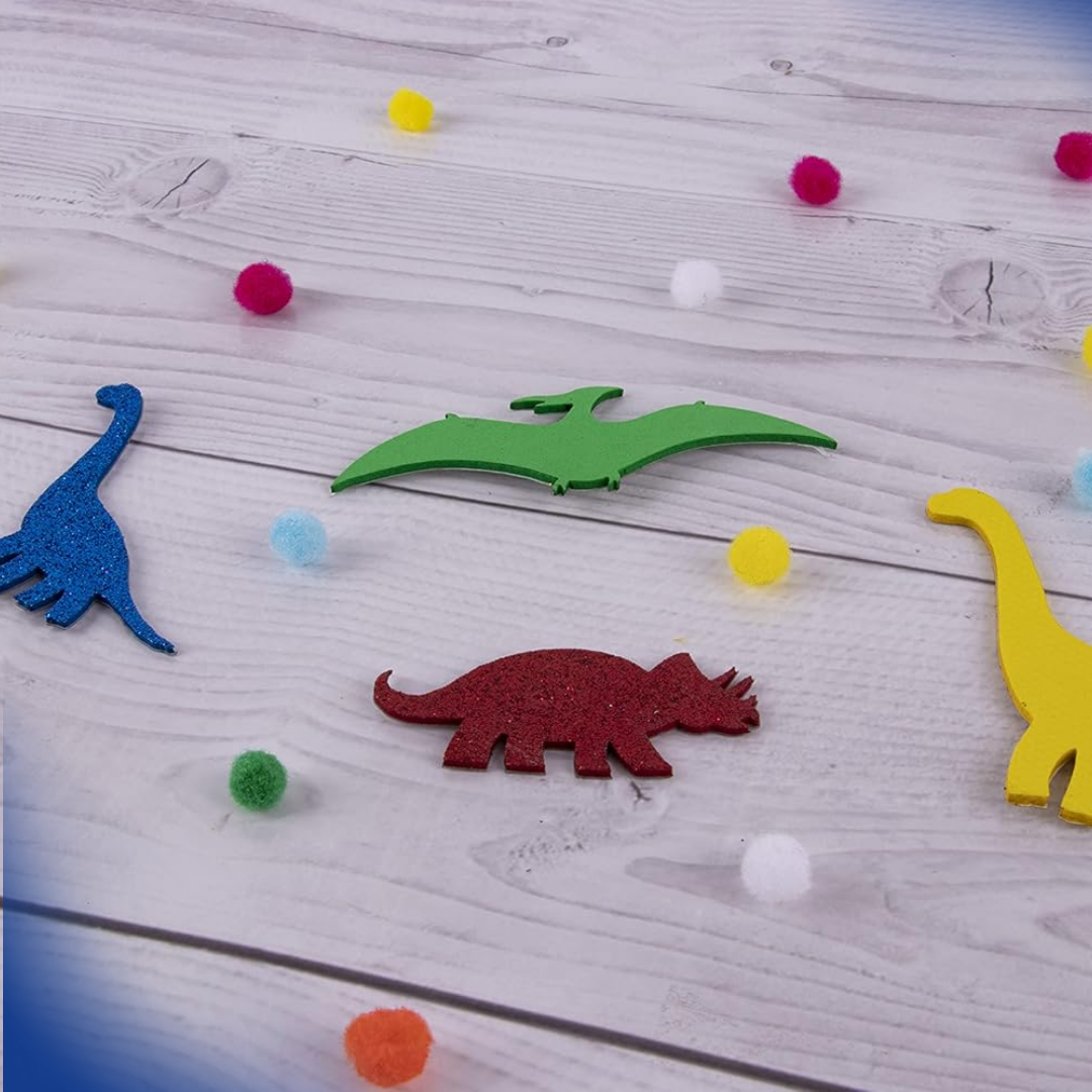 [SG] APLI Kids EVA Foam Dinosaurs – 40 Self-Adhesive Shapes (5 Species, 5 Colours) [Evergreen Stationery]