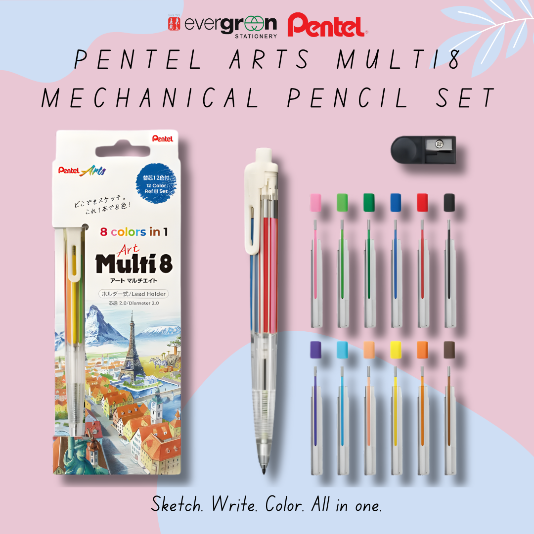 [SG] Pentel Multi 8 M Pencil 8 Colors Set [Evergreen Stationery]