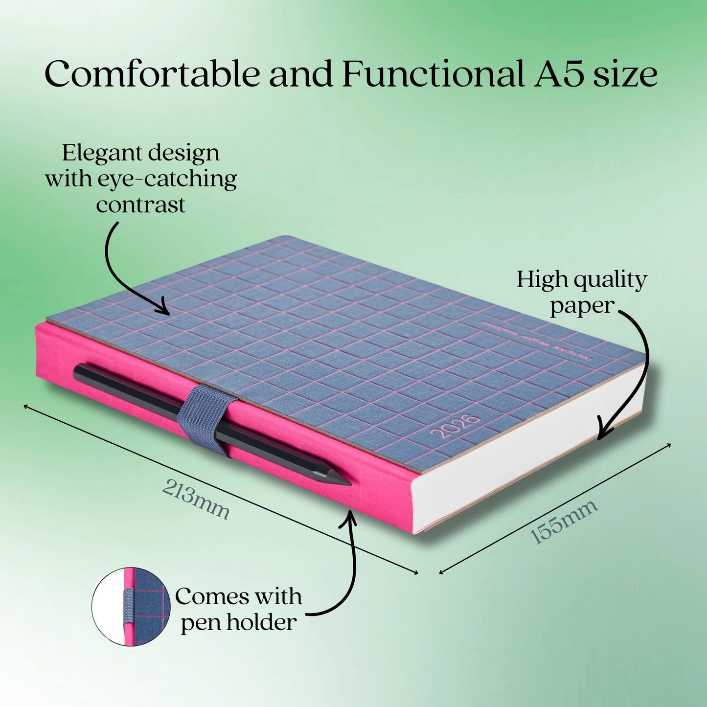 [SG]APLI 2026 A5 Day to Page Sewn Kraft Card Envelope Planner with Stamp Diary | Lines Series [Evergreen Stationery]
