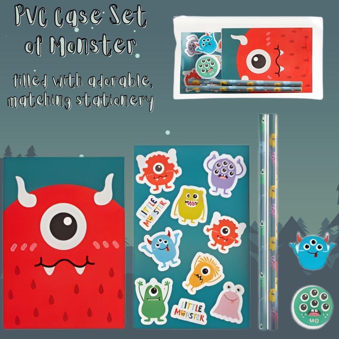 [SG] APLI MIQUELRIUS PVC Case Set of Monster [Evergreen Stationery]