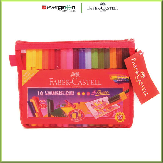 Faber Castell Connector Pen 16 Pcs with Red Mesh Bag PL88-2008-01