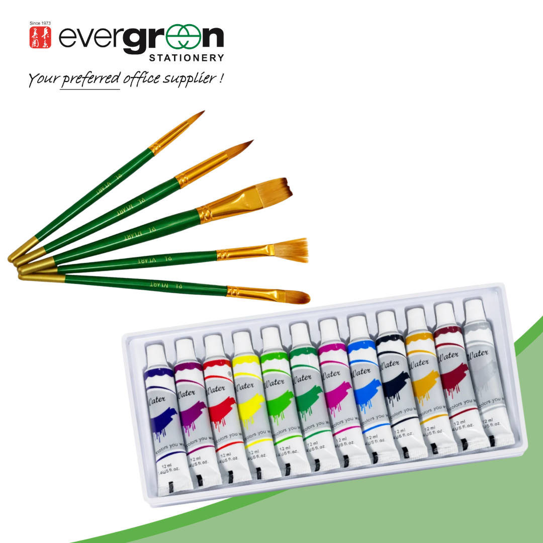 Art & Craft Creativity Set | Watercolour Paint Tube Set + Paint Brushes Kit | Kids/Student Art Supplies