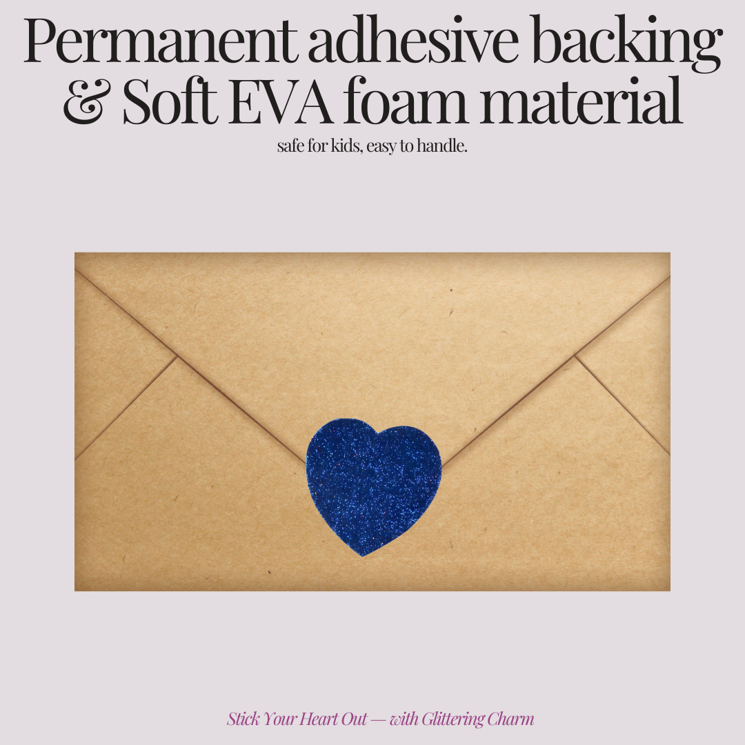 [SG] APLI Self-Adhesive EVA Foam Glitter Hearts [Evergreen Stationery]