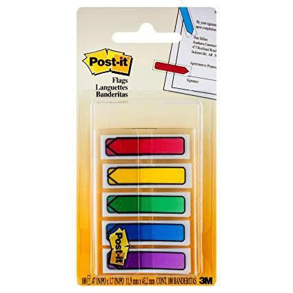 3M 684ARR1  P-T ARROW FLAGS .47X1.7" 100FLG 4COLX25SHT 24PK/CS