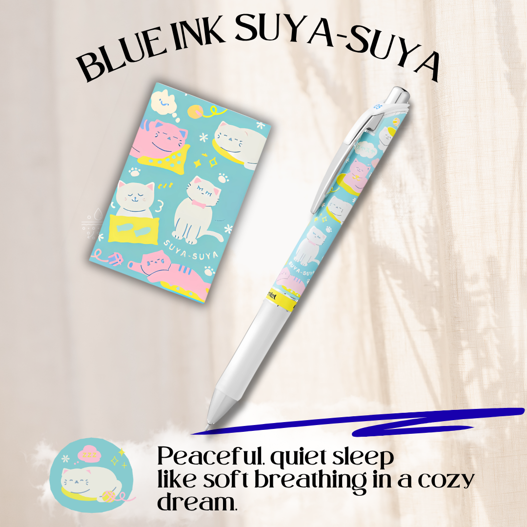 [SG] Pentel EnerGel Gel Pens – Kawaii Japanese Onomatopoeia Series, Blue Ink, Individual [Evergreen Stationery]
