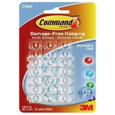 Command™ Clear Decorating Clips 17026CLR, 20 Clips 24 Strips/Pack