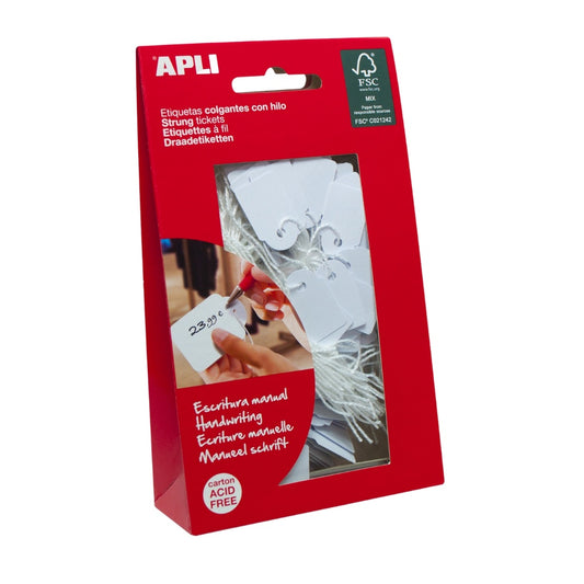 [SG] Apli #386 White Strung Tags 13 x 34mm (1000pcs/box) [Evergreen Stationery]
