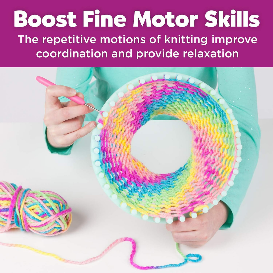 Faber Castell Quick Knit Loom | Ages 7+ | Knitting for Beginners| Illustrated step-by-step instructions | Chunky rainbow |