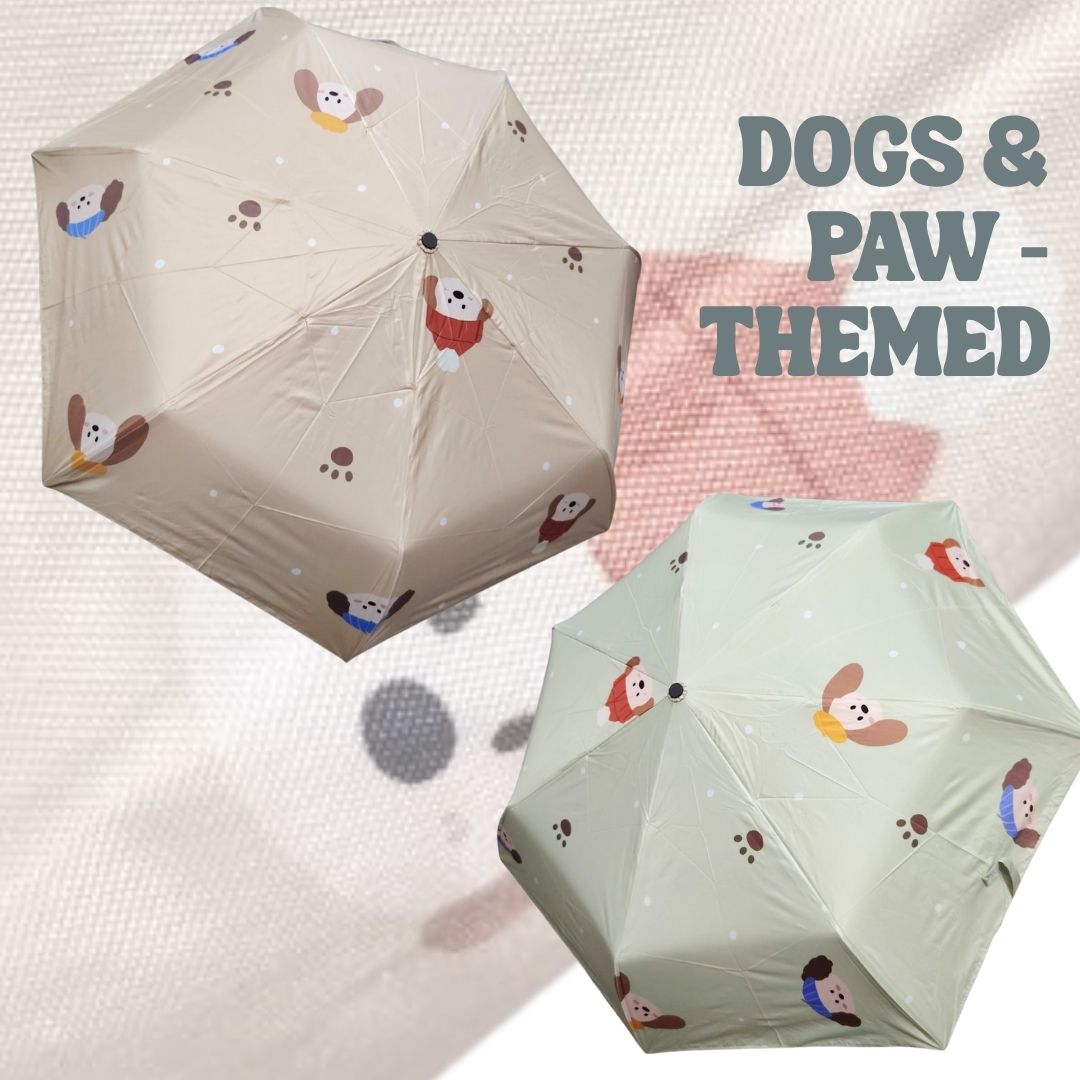 [SG] Taiwan Cute Dog Automatic Open-Close Umbrella | Full Blackout Vinyl [Evergreen Stationery]