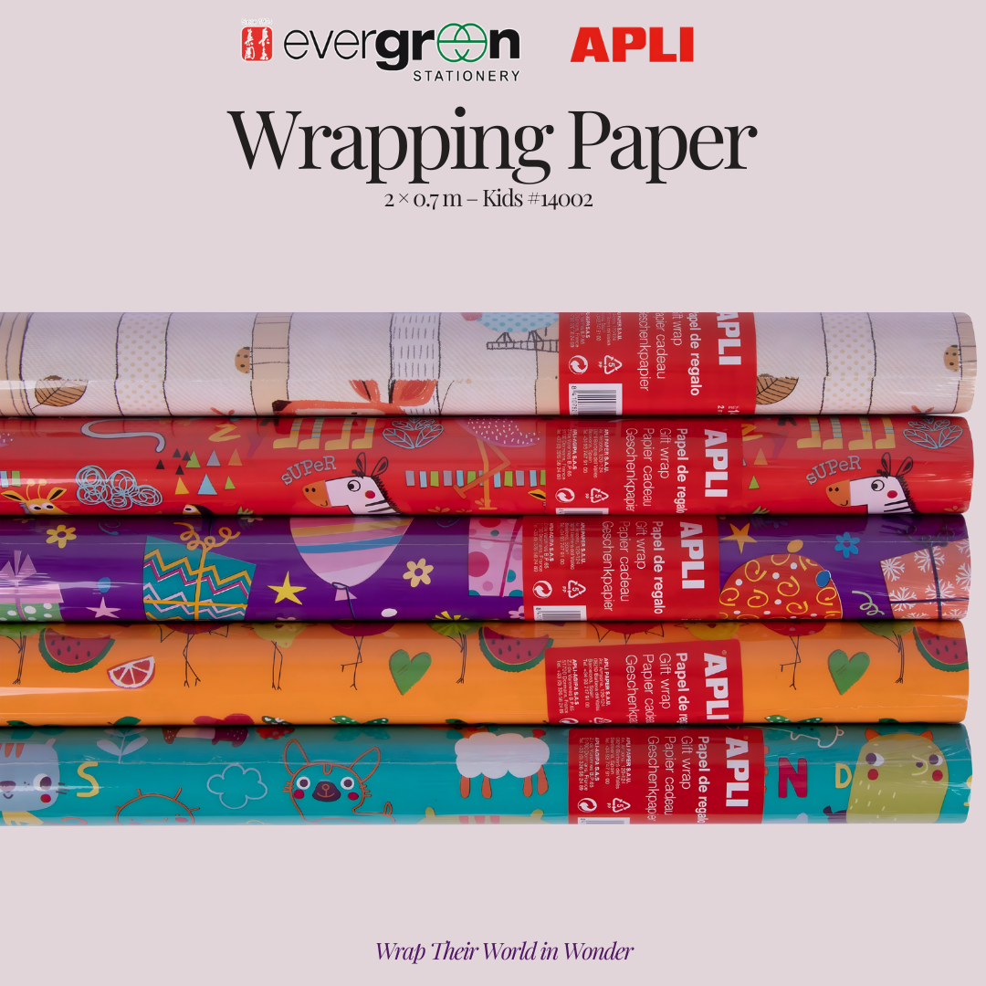 [SG] APLI Wrapping Paper Roll 2 × 0.7 m – Kids [Evergreen Stationery]