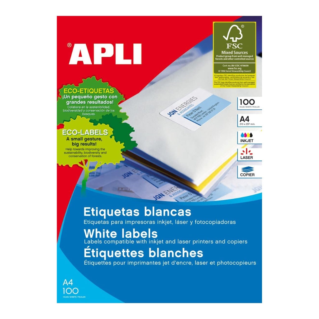 [SG] Apli #1286 White Permanent Labels 52.5 x 29.7mm [Evergreen Stationery]